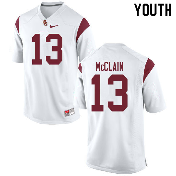 Youth #13 Munir McClain USC Trojans College Football Jerseys Sale-White